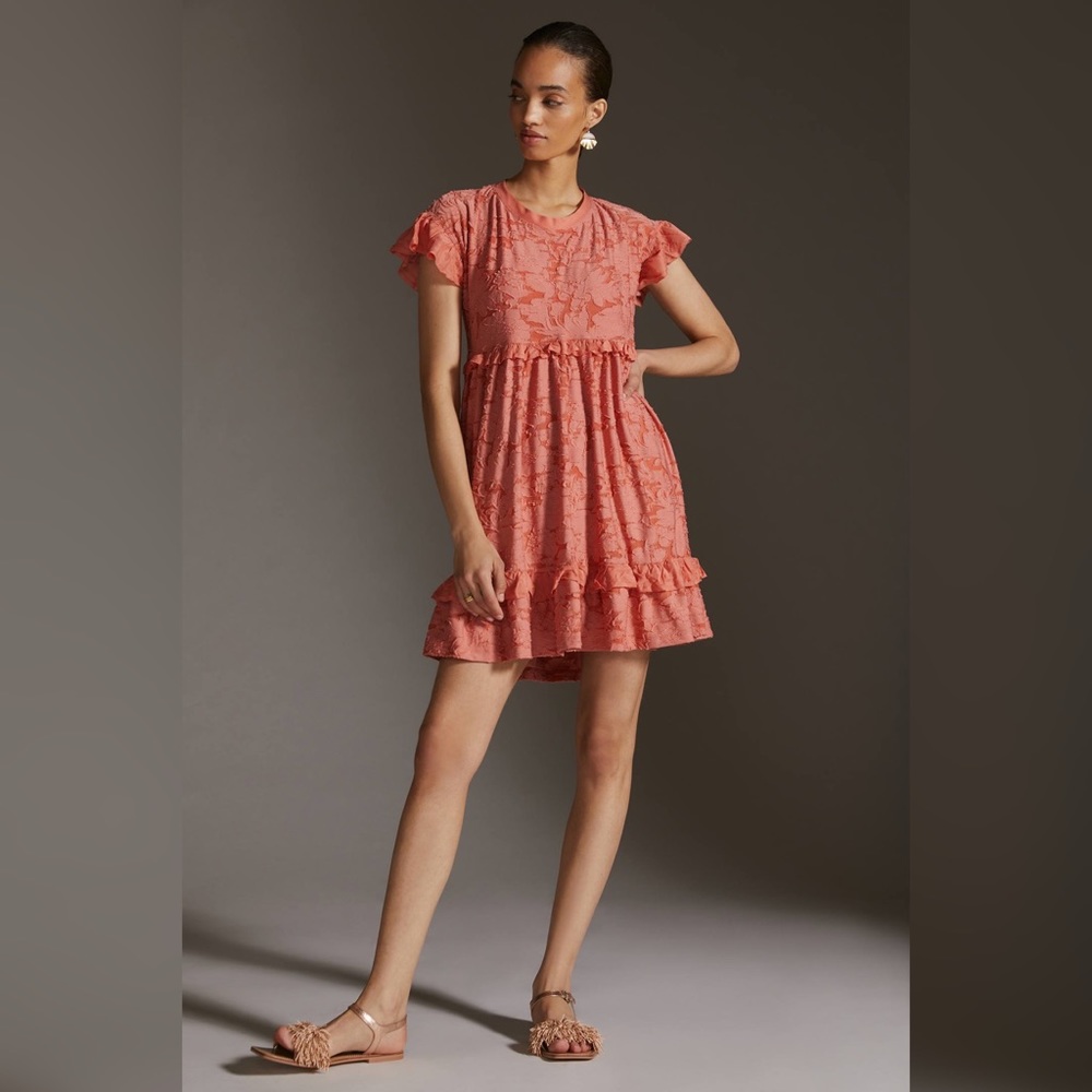 Anthropologie Ruffle Knit Mini Dress